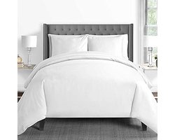 600 Thread Count Cotton Bed Linen, 100% Long Staple Cotton Duvet Cover and Pillowcase, 100% Cotton Mako Satin, 2-Piece Bedding Set, 135 x 200 cm + 80 x 80 cm, White
