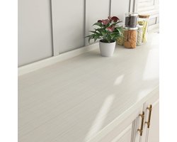60CMx5M Houten Behang Wit Beige Zelfklevend Wandfolie voor Slaapkamer en Keuken, Meubelafwerking en Keukenfronten