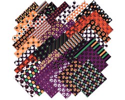 60pcs Polyester Stoffen Bundels - 25x25cm Halloween Naai Stoffen voor Quilting - Patchwork - DIY Handgemaakte Craft Decoratie