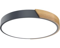 60W LED-plafondlamp, ultradunne houten plafondlamp, koel wit, energiebesparende plafondverlichting voor woonkamer, keuken, badkamer, slaapkamer, kelder, eetkamer (grijs) NAIZY