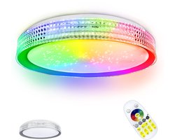 60W sterrenhemel plafondlamp LED plafondlamp acryl Ø50CM dimbaar RGB met afstandsbediening 2800-6500K creatieve sterrenlicht plafondverlichting rond voor slaapkamer woonkamer (grijze binnenring)