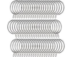 60x Metalen Gordijnringen met Vast Oog - 37mm Binnenmaat - Glijringen voor Gordijnroedes