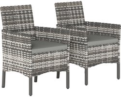 62 x 58 x 87 cm Tuinstoelen Set 2 Delig, Tuinmeubelset Met 2 Loungestoelen En Afneembare Kussens, Balkonstoelen Terrasstoelen Buitenmeubelen Zitgroep Voor Tuin Balkon Terras, Grijs