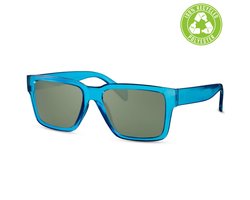 6303 Zonnebril |Transparant Blauw montuur zonnebril | Mat Groen glazen zonnebril | Festival zonnebril | rave & techno bril | trendy & fashion zonnebril | dames & heren zonnebril | gerecycled materiaal | UV400 | Unisex + brillen sleeve & doek