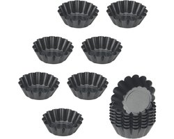 65 cm mini-taartvorm quichevorm klein - 14 stuks koolstofstaal tartelette vormpjes - anti-aanbak muffinvorm ronde taartvorm voor mini-taart tartelette vormen