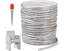 65 m kunststof geweven rotan plat PE-rotan weefgereedschap synthetische rotan reparatiemateriaal voor buiten rotan meubels reparatie rotan stoel tafelmand (grijs gemêleerd)