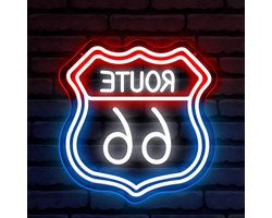 66-Way Blue Red White LED Neon Sign USB Adjustable Brightness AKRYL Neon Lamp for Club Office Bar Entertainment Room Art Man Cave Wall Decoration (5V 12.6 * 12.1 inch)