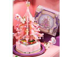 675+ PCS Roze Kristallen Kerstboom Bouwstenen/Verlichting Street View Muziekdoos Gemonteerd Bouwstenen/Kinderspeelgoed/Vakantiegeschenken