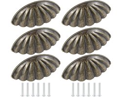 6Pcs Kast Retro Handgrepen Lade Handgrepen Trekt Seashell Metalen Keuken Kast Kast Dresser Deurgrepen Knoppen Retro Meubels Knoppen