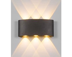 6W LED ovaal Wandlamp zes licht zand zwart warm wit waterdicht