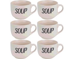 6x Creme soepbekers van aardewerk 11 cm 510 ml - Keuken/kookbenodigdheden - Servies - Soep serveren - Soepbekers/soepkommen 1 stuks