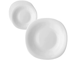 6x Diepe Borden Wit Vierkant Glas 23cm - Merkloos