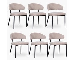 6x Eetkamerstoel Noa - Taupe Velvet - Set van 6 - Taupe