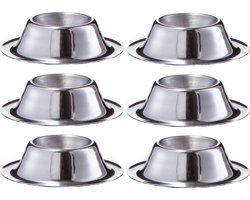 6x Eierdopjes RVS 5 cm - Zeller - Keuken/kookbenodigdheden - Tafel dekken - Ontbijten - Houders voor gekookte eieren - Eierdoppen