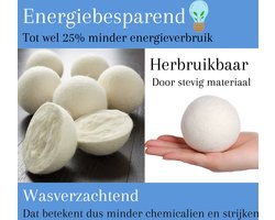 6x Energiebesparende Wasdroger ballen van wol - Wasbol anti pluis - Drogerballen voor wasmachine - Wasverzachtende Droogballen - Wasbol - Wasdrogerballen - Wasbollen - Droogballen voor droogtrommel - Wasballen voor wasmachine -