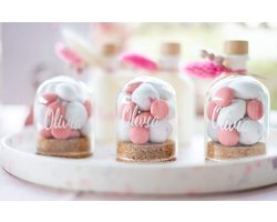 6x Glazen stolpje met Kurk - Decoratief - Suikerbonen - Geboorte - Decoratie - Huwelijk - Doopsuiker - Communie - Lentefeest - Kruiden - Voorraad - Suikerbonen - Snoepjes - Attenties - Hobby - Knutsel - Thee - Specerijen - Bloemen - H:7 cm - D:Ø5 cm