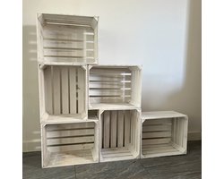 6x kist set - 6 nieuwe fruitkisten 50x40x30 cm - Wit