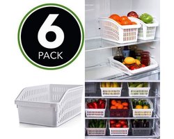 6X Koelkast Oganizer - Koelkast bakjes -  Organizer Kast - Opbergbakjes - Breed model - Wit