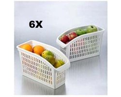 6X Koelkast Oganizer - Koelkast bakjes -  Organizer Kast - Opbergbakjes - Smalle model - Wit