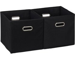 6x opbergbox stof - opvouwbaar - opbergmand - 30 cm - kast organizer - zwart