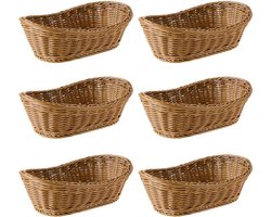 6X Ovale Rieten Geweven Broodmand, 10.2Inch Opbergmand voor Voedsel Fruit Cosmetische Opslag Tafelblad en Badkamer