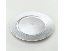 6x Rond zilverkleurig diner/eettafel onderborden 33 cm - Onderborden/tafeldecoratie - Onderzet borden