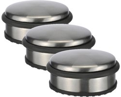 6x stuks deurstoppers rond metaal 10 x 4 cm - Deurstop/deurvastzetter