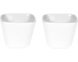 6x stuks eierdopjes van porselein wit 5 cm - Houders voor gekookte eieren - Ontbijt en lunch Pasen tafeldecoratie