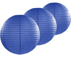6x stuks luxe bol lampionnen donker blauw 50 cm - Feestartikelen en versiering