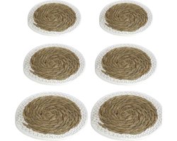 6x stuks Pannen onderzetters van zeegras rond 20 en 24 en 28 cm - Keuken artikelen