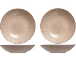 6x stuks ronde diepe borden Turbolino beige/bruin 21 cm - Soepborden/pastaborden