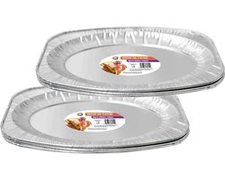 6x stuks - serveerschalen - 35 x 23.5 cm - Aluminium - wegwerp - schotel - Barbecue/bbq vlees of salade schalen