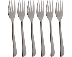6x Taart/gebak vorkjes RVS 15 cm - Taartvorkjes - Gebaksvorkjes - Vorken/vorkjes voor o.a. cake, taart en gebak