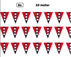 6x Vlaggenlijn Amsterdam 10 meter - Vlaglijn hoofdstad festival 020 thema feest ajax vlag stad steden