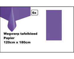 6x Wegwerp tafelkleed papier paars 120cm x 180cm - Thema feest festival thema feest evenement gala
