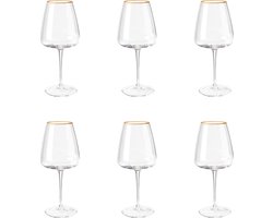 6x Witte Wijnglazen met Gouden Rand - Wine Glass - 360ml