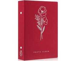 6x4 Fotoalbum, kan 300 foto‘s bevatten, insteekvakjes, linnen omslag, alleen voor liggende foto‘s van 10 x 15 cm, rood