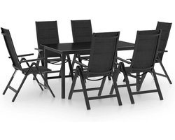 7-delig, aluminium, antraciet, outdoor meubelset, balkon, terras, terras, tuin, balkon