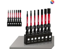 7-delig bitset - inbus - slijtvaste zeshoekige schroevendraaierbits -magnetisch - 50mm lengte - H1.5-H6