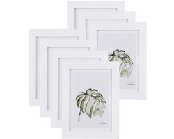 7-Delig Fotoramen Set - Witte Lijsten 13x18cm (A4) - Vintage Stijl met Onbreekbaar Acryl Glas - Wand en Tafel Decoratie - Inclusief Opbergbox - Modern Foto Lijstje voor Huisdecoratie