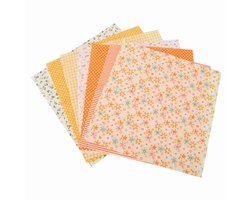 7-delige beddengoedset - Patchwork Quilt - Bloemenpatroon 25 x 25 cm - 100% katoen - Batik naai- en handwerkstof - Geschikt voor DIY handtaskussenhoezen - S