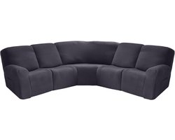 7-delige L-vormige bankovertrek Fluweel Stretch voor Hoekbank & 4-zits