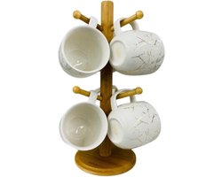 7-Delige Mokken set Marmer Design Wit / Goud