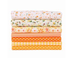 7-delige patchwork quilt dekbedovertrekset - bloemenpatroon 25 x 25 cm - 100% katoen - batik stof voor naai- en handwerk - ideaal voor DIY handtaskussenhoezen - maat S