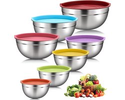 7-Delige Premium Kommen Beslagkom Metalen Kom Bakkommen Mixing Bowl Roestvrijstalen Kom Hoog Rvs Mengkom