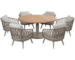 7-delige ronde tuinset | 6 Aurora tuinstoelen | Tuintafel Aurora ø140cm