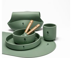 7 delige set - kinderservies - Siliconen - Eetset peuter - Baby Servies - Antislip - BPA vrij - Siliconen Kinderbestek - siliconen servies baby set - Cadeau - Mintgroen