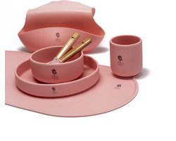 7 delige set Siliconen Kinderservies set - Roze - ( Blush ) - Eetset - Kinder Servies - Baby Servies - Antislip BPA vrij - Onbreekbaar - Giftset - Kraamcadeau - Babyshower - Siliconen Kinderbestek - siliconen servies baby set- Cadeau