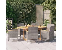 7-delige tuinmeubelset met kussens, grijs, terrasmeubelset, outdoor meubelset, balkonmeubelset, terras, tuin, balkon