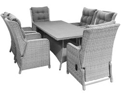 7-delige tuinset | 6 Dublin verstelbare stoelen (MG) | 180cm tafel (Keramiek)